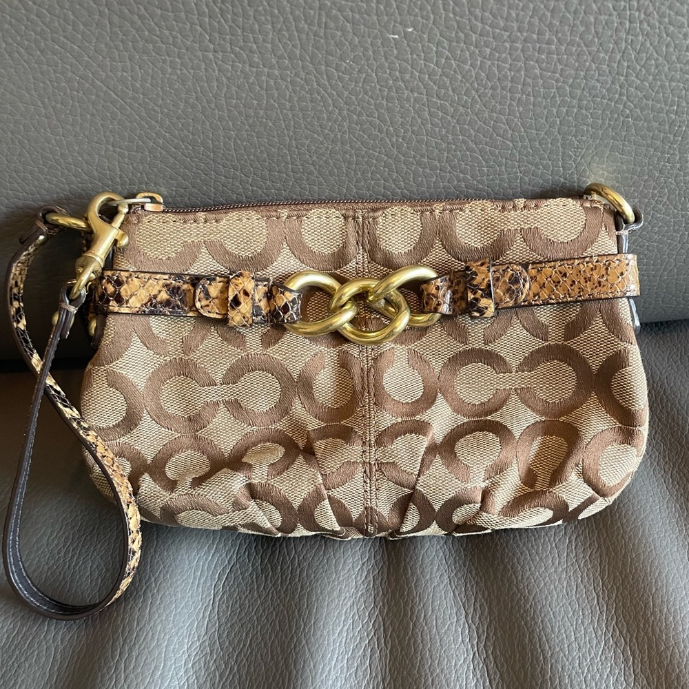 Coach tan wristlet